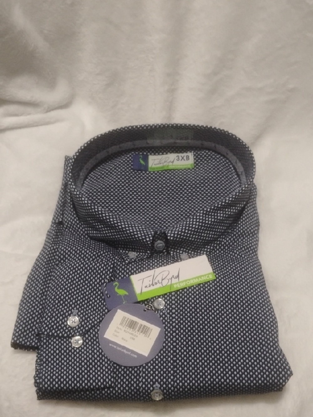 Tailorbyrd Men's Navy Microdot Performance Button-Down Shirt
